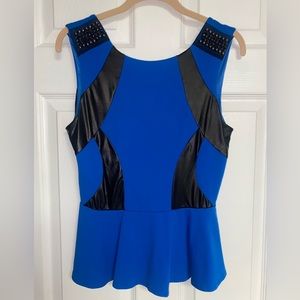 Bebe Blue/Leather Top with Grommets